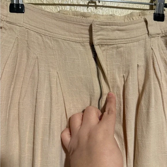 Free People Lotta Love Linen Trousers Pebble Tan Wide Leg Pants Size‎ 4 - Picture 7 of 9
